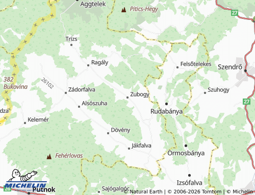MICHELIN-Landkarte Zubogy - ViaMichelin