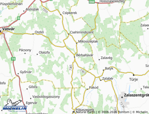 MICHELIN Bérbaltavár map - ViaMichelin