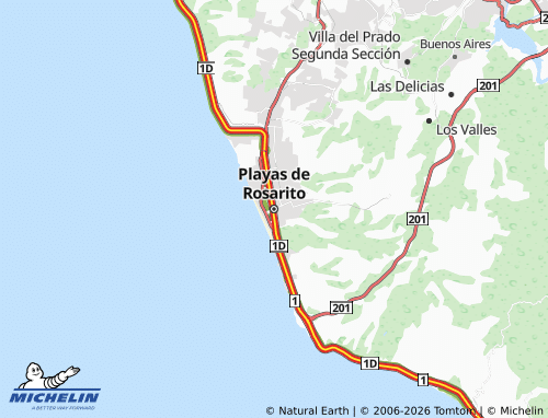 Mapa MICHELIN Playas de Rosarito - ViaMichelin