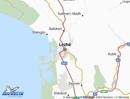 Mapa MICHELIN Lezhe - ViaMichelin