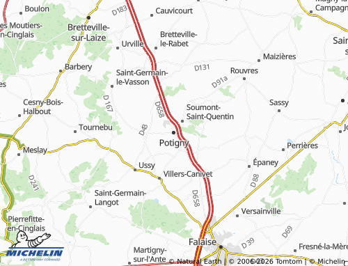 MICHELIN Potigny map - ViaMichelin