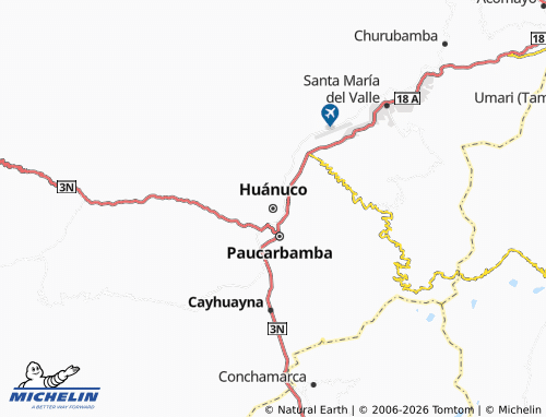 Carte MICHELIN Huánuco - ViaMichelin