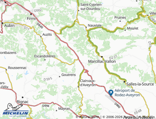 Mapa MICHELIN Saint-Christophe-Vallon - ViaMichelin