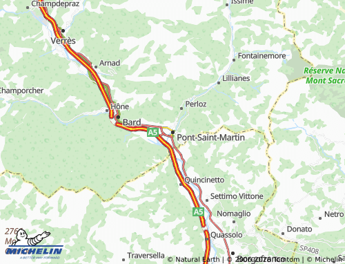 Carte MICHELIN Pont-Saint-Martin - ViaMichelin