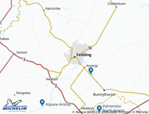 Mapa MICHELIN Feilding - ViaMichelin