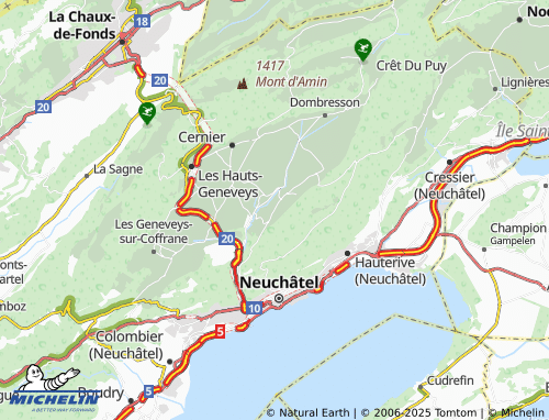 Mappa MICHELIN Vilars Neuchâtel - ViaMichelin