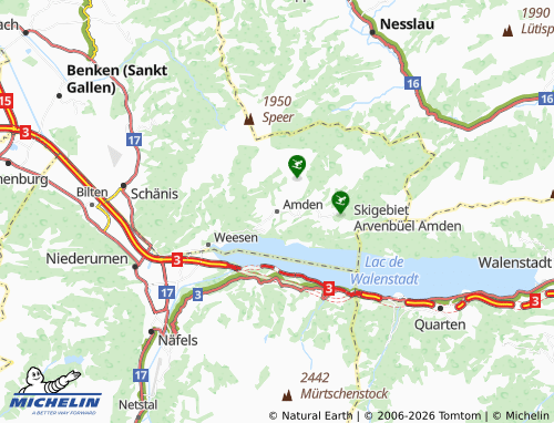 Carte MICHELIN Amden - ViaMichelin