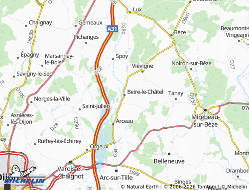 Carte MICHELIN Beire-le-Châtel - ViaMichelin