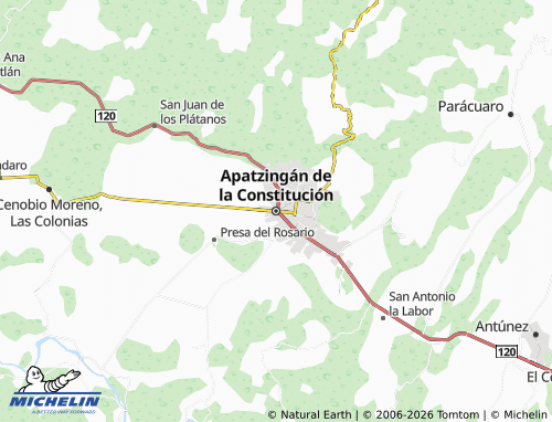 MICHELIN Apatzingán de la Constitución map - ViaMichelin