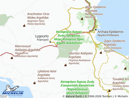 MICHELIN Asklipieio Epidavrou map - ViaMichelin