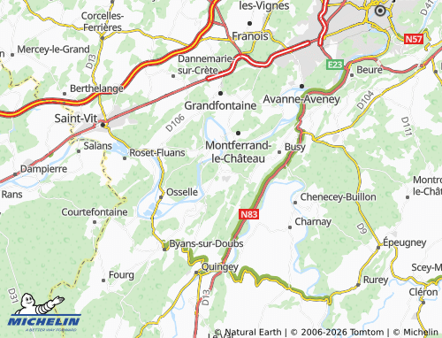 MICHELIN Boussières map - ViaMichelin