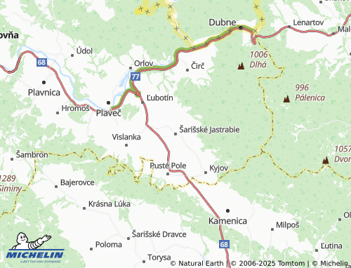 MICHELIN Šarišské Jastrabie map - ViaMichelin