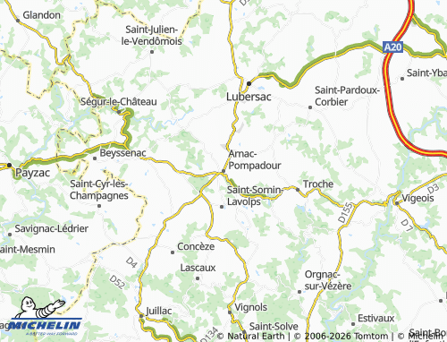 Mapa MICHELIN Arnac-Pompadour - ViaMichelin
