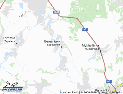 Mapa MICHELIN Berezniaky - ViaMichelin