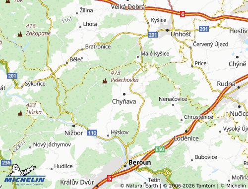 Kaart MICHELIN Chyňava - ViaMichelin