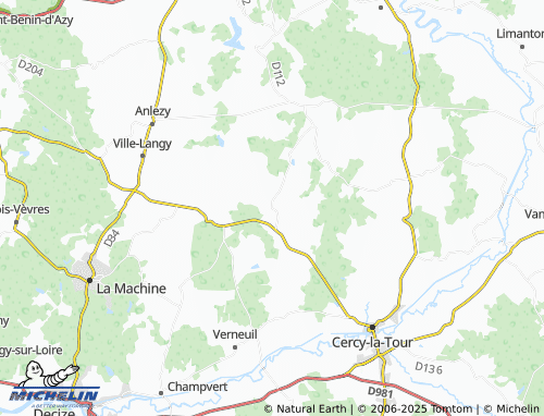 Carte MICHELIN Diennes-Aubigny - ViaMichelin