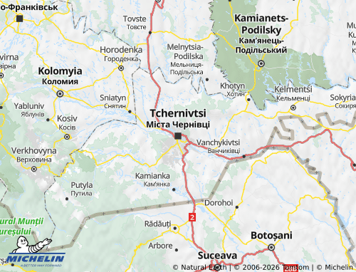 Mappa MICHELIN Oblast di Cernivci - ViaMichelin