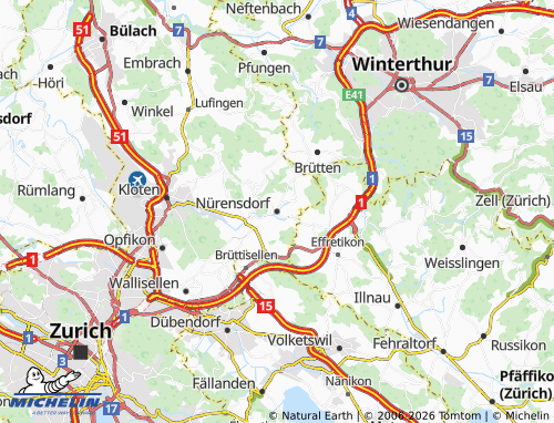 MICHELIN-Landkarte Nürensdorf - ViaMichelin