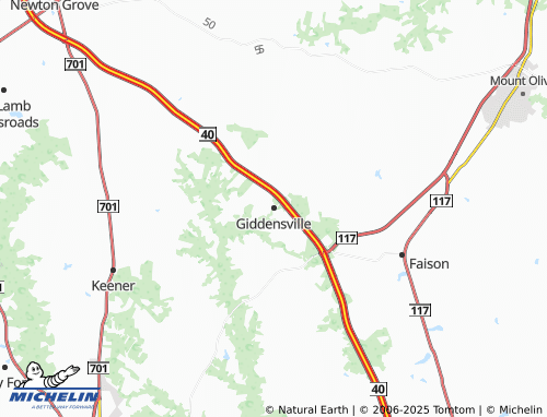 MICHELIN Giddensville map - ViaMichelin