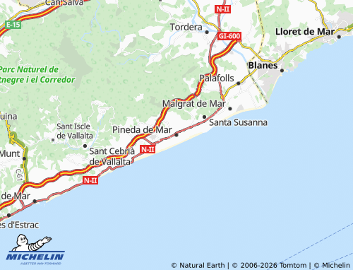 Carte MICHELIN Pineda de Mar - ViaMichelin