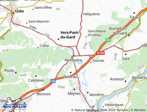 Mappa MICHELIN Remoulins - ViaMichelin