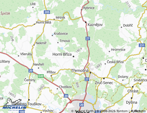 Mapa MICHELIN Horní Bříza - ViaMichelin