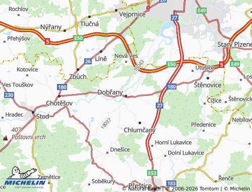 Mapa MICHELIN Dobřany - ViaMichelin