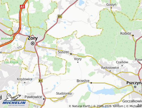 MICHELIN Suszec map - ViaMichelin