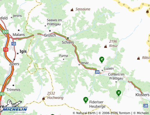 Carte MICHELIN Pragg-Jenaz - ViaMichelin