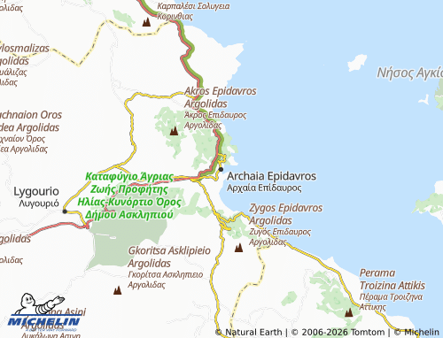 MICHELIN Archaia Epidavros map - ViaMichelin
