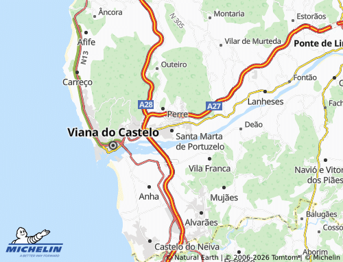 Mapa MICHELIN Santa Marta de Portuzelo - ViaMichelin