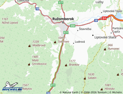 MICHELIN Biely Potok map - ViaMichelin