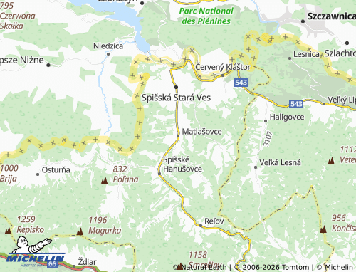 MICHELIN Matiašovce map - ViaMichelin