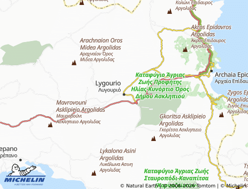 MICHELIN Lygourio map - ViaMichelin