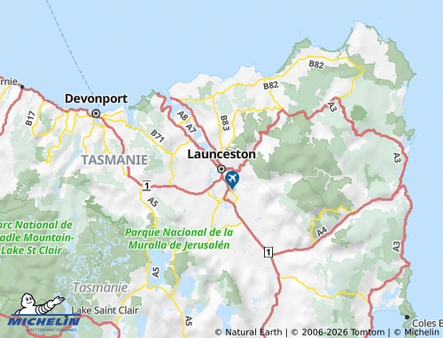 Mapa MICHELIN Launceston - ViaMichelin