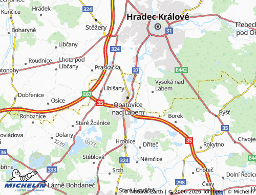 Mapa MICHELIN Opatovice nad Labem - ViaMichelin