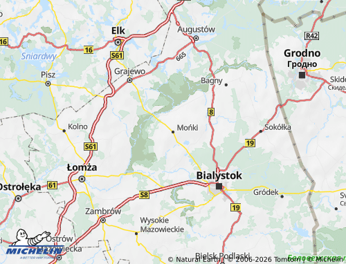 MICHELIN-Landkarte Moniecki - ViaMichelin