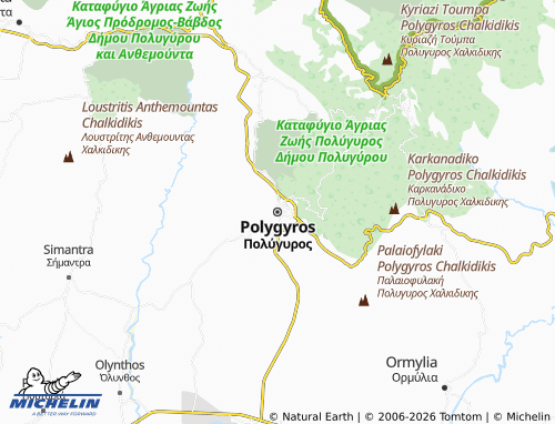 MICHELIN Polygyros map - ViaMichelin