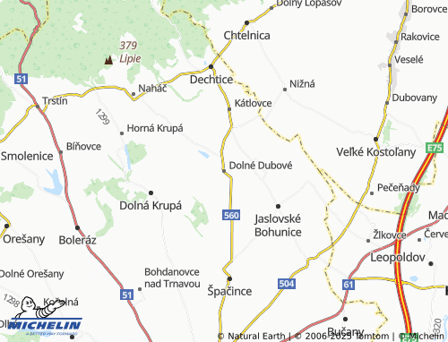 MICHELIN Dolné Dubové map - ViaMichelin