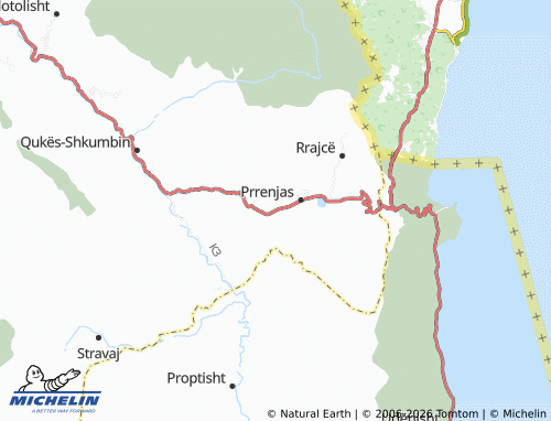 Carte MICHELIN Prrenjas-Fshat - ViaMichelin