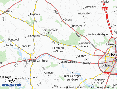 Carte MICHELIN Fontaine-la-Guyon - ViaMichelin