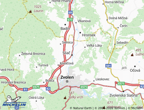 MICHELIN-Landkarte Sliač - ViaMichelin