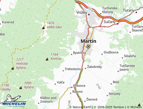 Kaart MICHELIN Bystrička - ViaMichelin