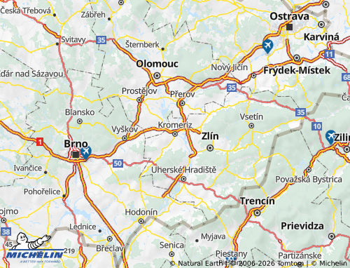Kaart MICHELIN Kroměříž - ViaMichelin