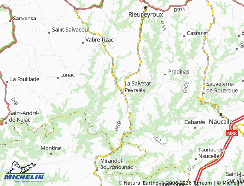 Carte MICHELIN La Salvetat-Peyralès - ViaMichelin