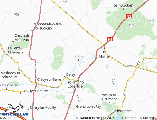 Carte MICHELIN Erlon - ViaMichelin