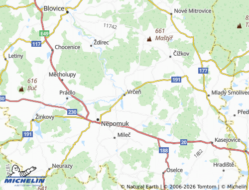 Mapa MICHELIN Vrčeň - ViaMichelin