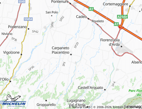 MICHELIN-Landkarte Carpaneto Piacentino - ViaMichelin