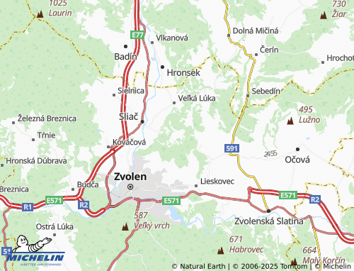 MICHELIN-Landkarte Za kúpeľmi - ViaMichelin