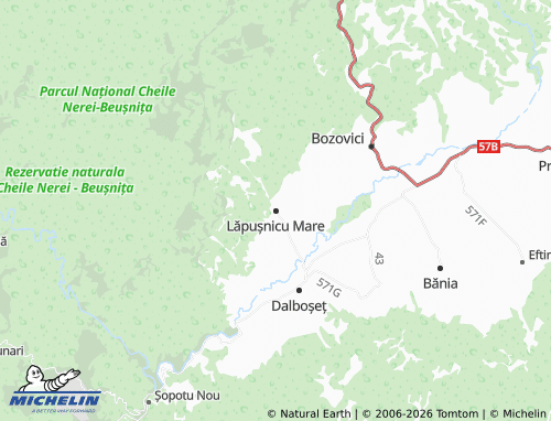MICHELIN Lăpușnicu Mare map - ViaMichelin